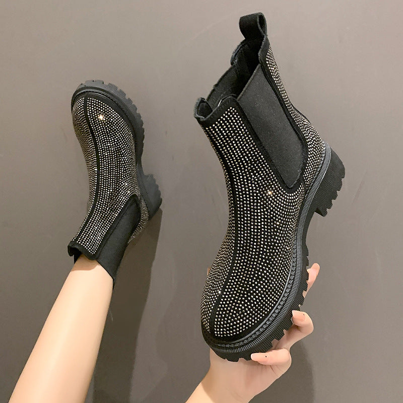 Women's New British Muffin Heel Platform Martin Boots
