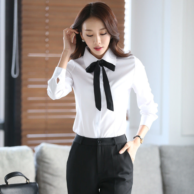 Women's Long Sleeve Slim Fit Slimming Half Sleeve Work Clothes Plus Size Shirt
