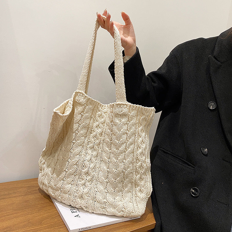 Vintage Fried Dough Twist Knitting Bag Casual Tote
