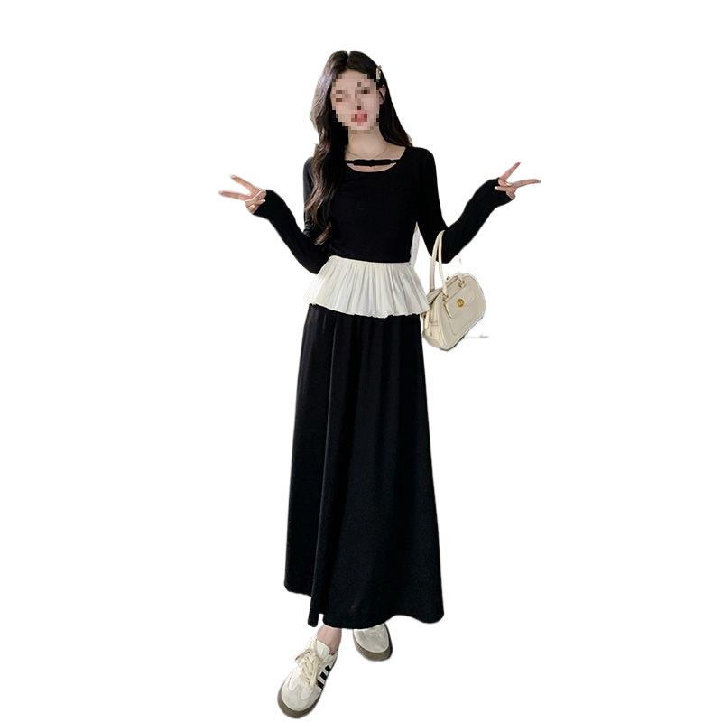 Women's Long-sleeved Top High-waisted Slim Skirt Two-piece Set