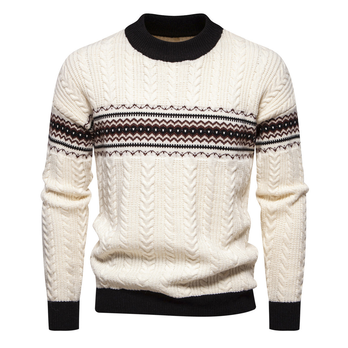 Rundhalset pullover til mænd med print – afslappet sweater