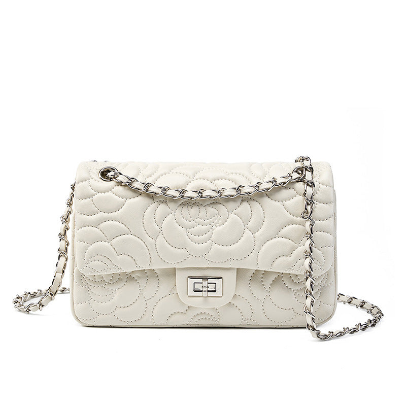 Chanel-style Camellia Top-Grain Goat Skin Bag