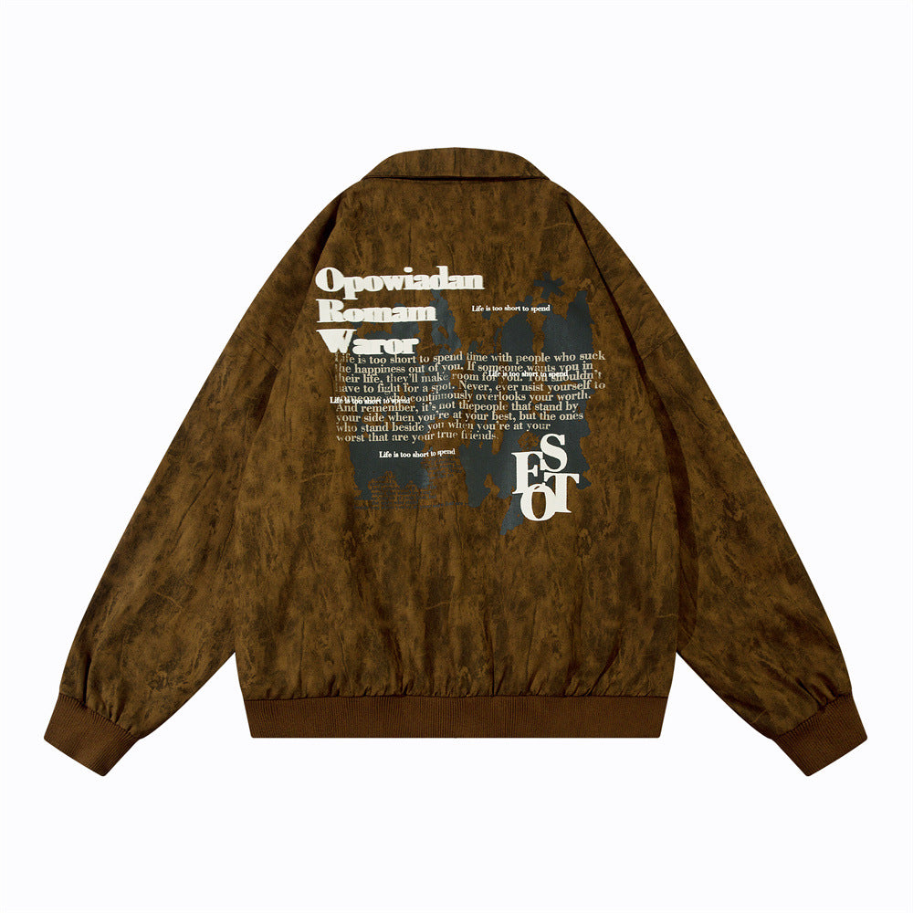 Dark Depressed Printed Loose Jacket