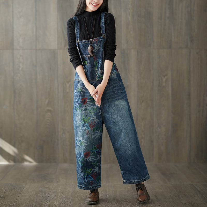 Stitching Printing Jeans Washed And Worn