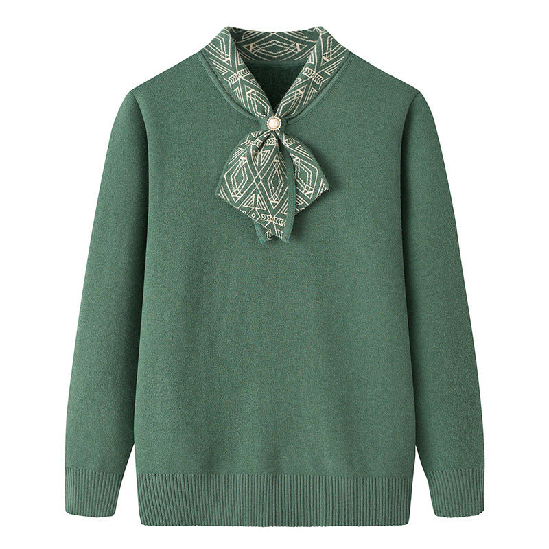 Women's Half Turtleneck Western Style Velvet Thickening Sweater