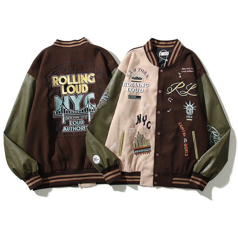 Embroidery Color Patchwork Baseball Suit Men's And Women's Models