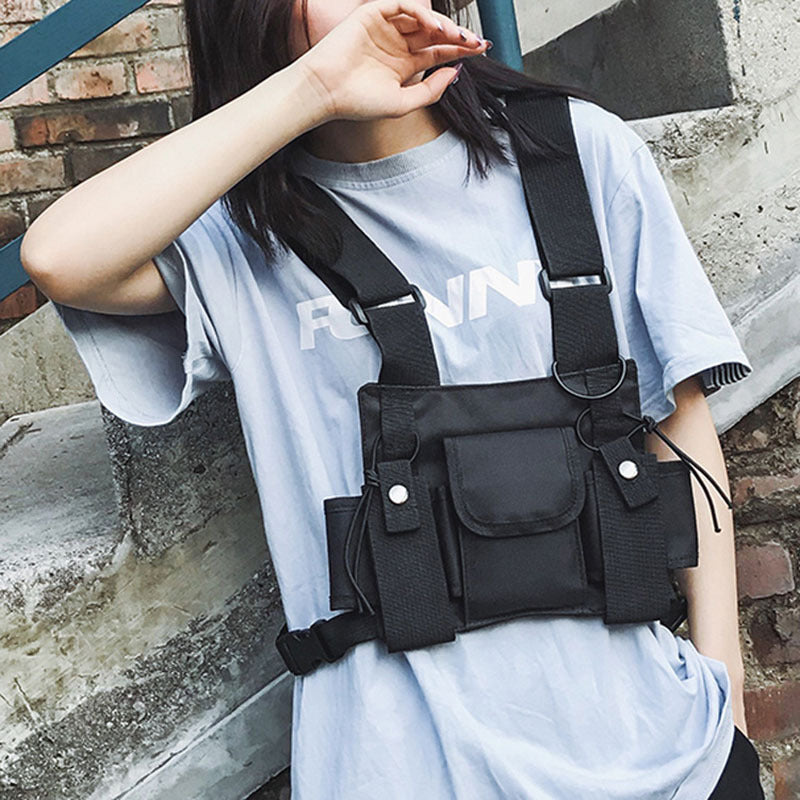 Taktisk taske i Hong Kong-stil Hip Hop-vest Brysttaske