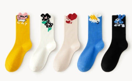Japanese Lovely Flower Breathable Tube Socks