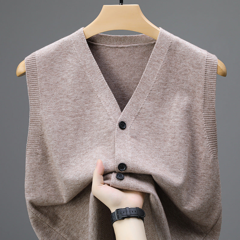Men's Spring And Autumn Sleeveless Knitted Vest For Middle-aged And Elderly