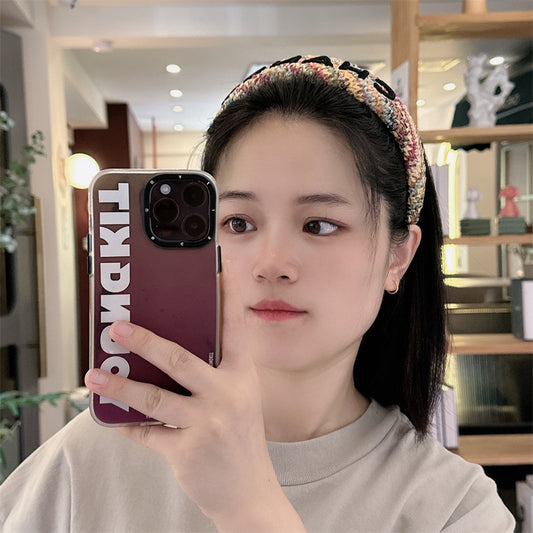 Korean Style Letter Raffia Headband Summer High Sense Hairpin With Broad Edge High Skull Top Headband Broken Hair Wash Face Hair Clip Women