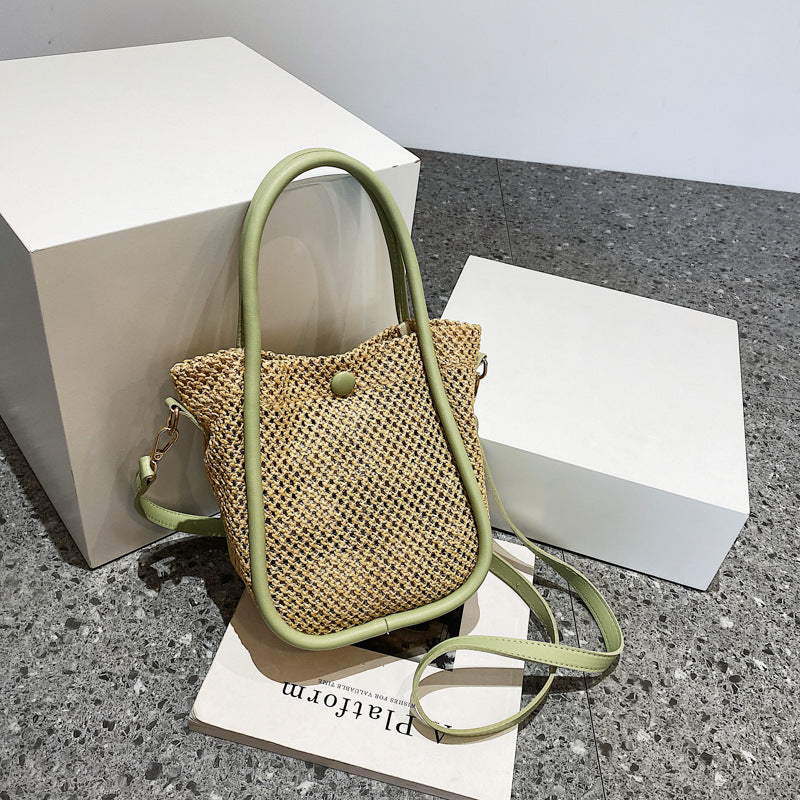 Women's Straw Portable Bucket Bag