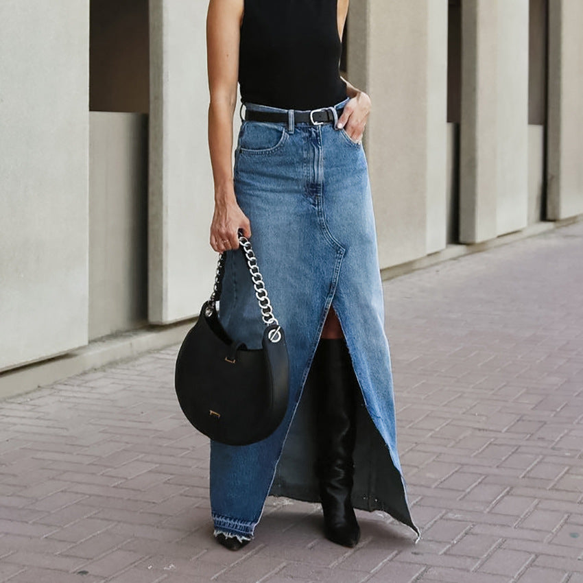 Dame Fritids Denimnederdel
