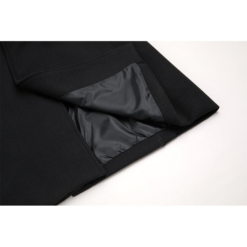 New Men's Woolen Fashion Loose Solid Color Long Trench Coat