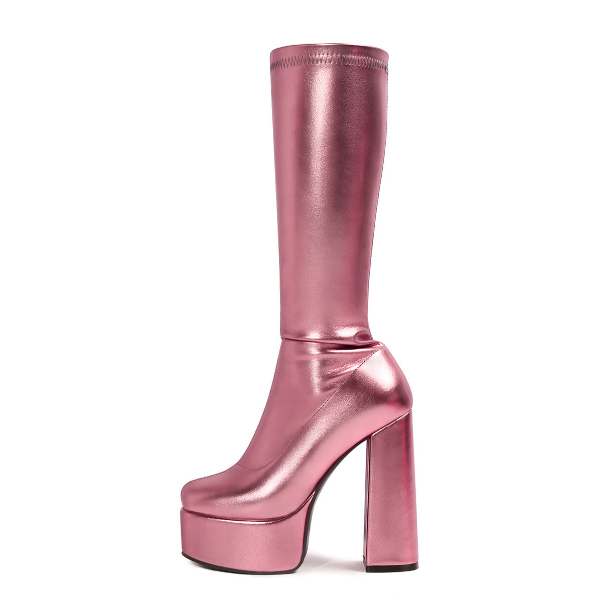 Sexy Womens Stretch Boots With A High Platform And Heel