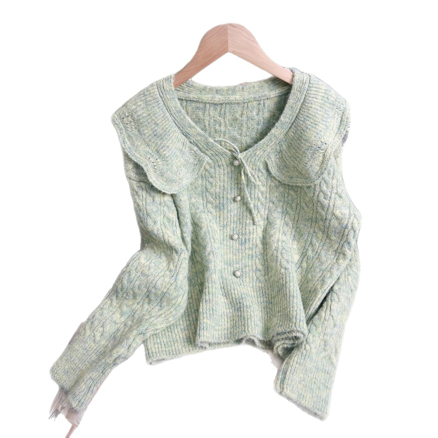 Women's Solid Color Flared Collar Sweet Retro Sweater
