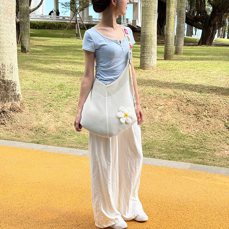 Women's Woven Shoulder Bag Hollow Flower