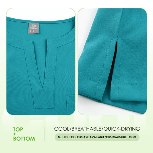 V-neck Two-piece Medical Work Uniform