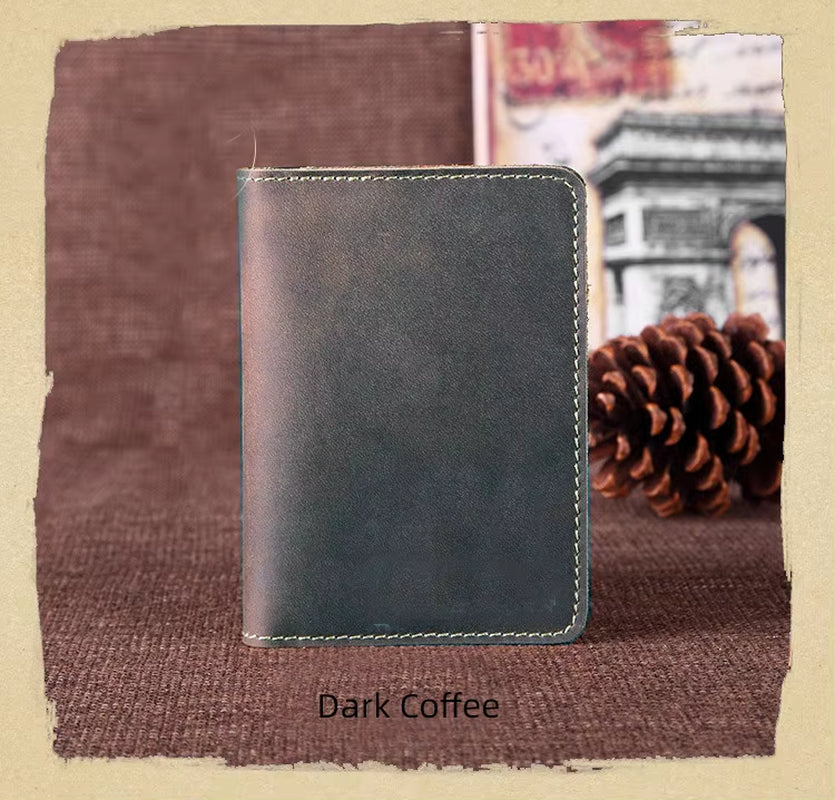 New 2022 Genuine Leather Passport Wallet Vintage Cow Leather Passport Cover Unisex Wallet Credit Card Holder Travel Wallet