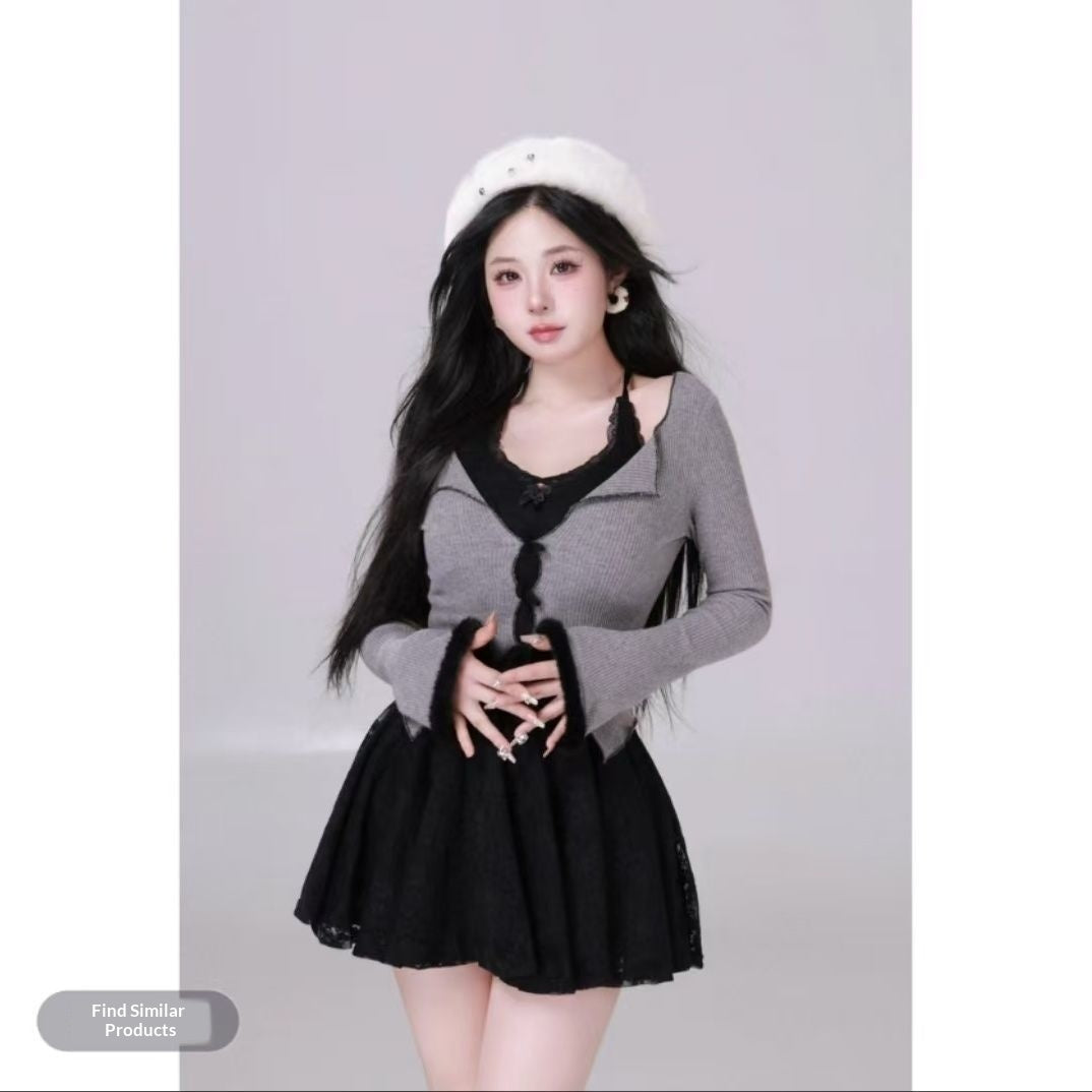 Plus-size French-style Seductive Lace Halter Dress For Women
