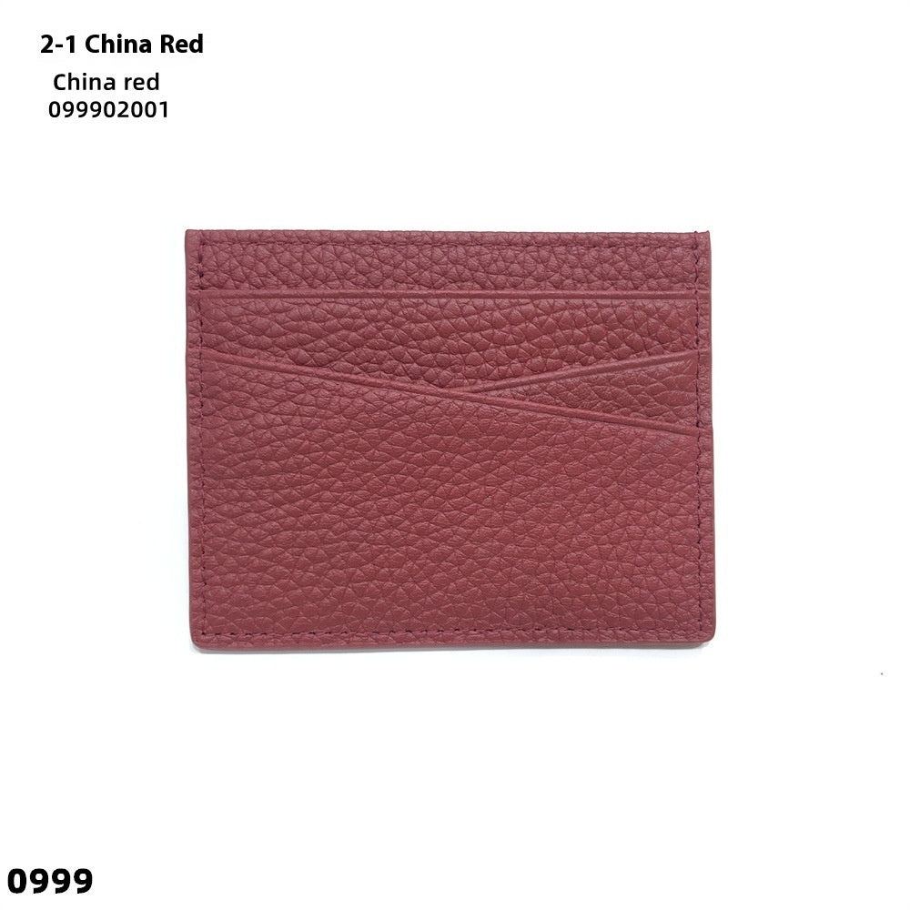Leather Oil Edge Oblique Thin Bank Card Holder Soft Cowhide Document Package