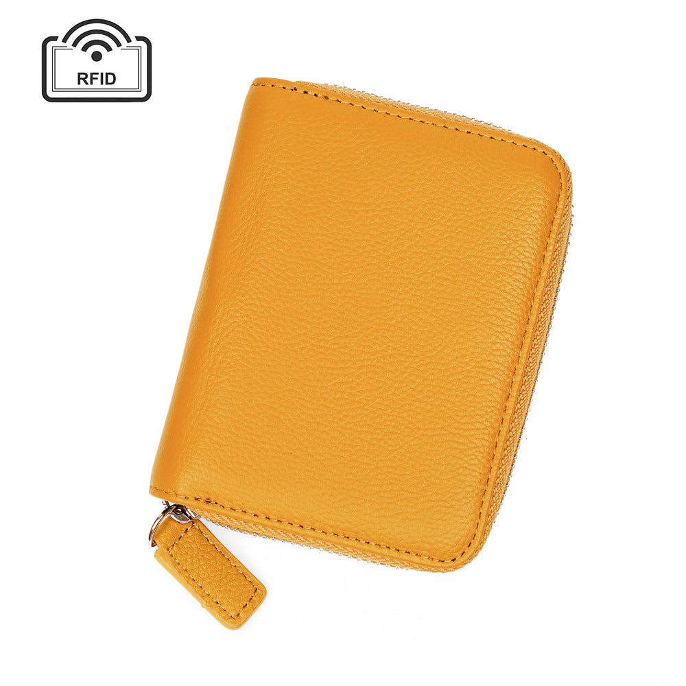 Leather Ins Organ Card Bag Rfid Anti-theft Zipper