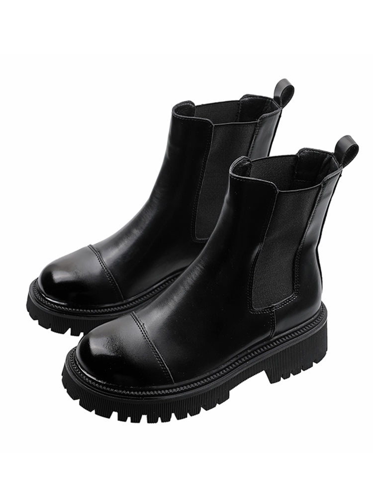 British Style Plus Velvet  Platform Boots Retro Brown Skinny Boots Winter