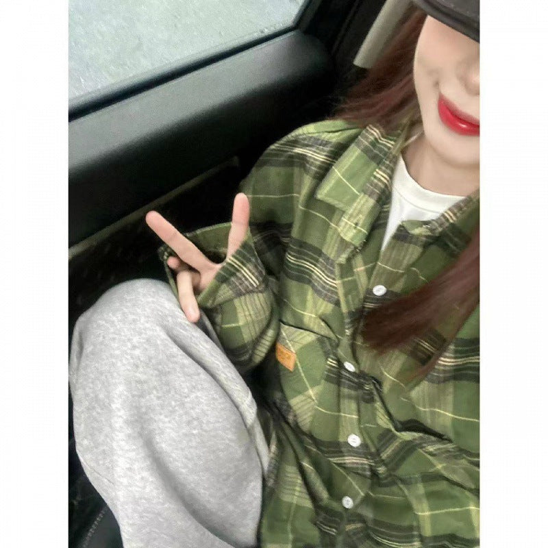 Female Dopamine Tender Plaid Shirt Coat