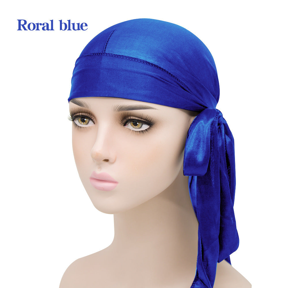 Unisex Satin Hovedbeklædning med Lang Hale  Strækbar Pirathat Og Hip Hop Turban til Mænd Og Kvinder, Elastisk Bandanahue til Kostume Og Mode