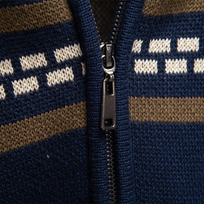 Herremodesweater Strikket jakke med lynlås