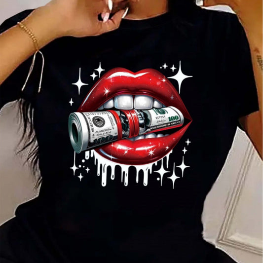 Women's Simple Printing Round Neck Casual Short Sleeve