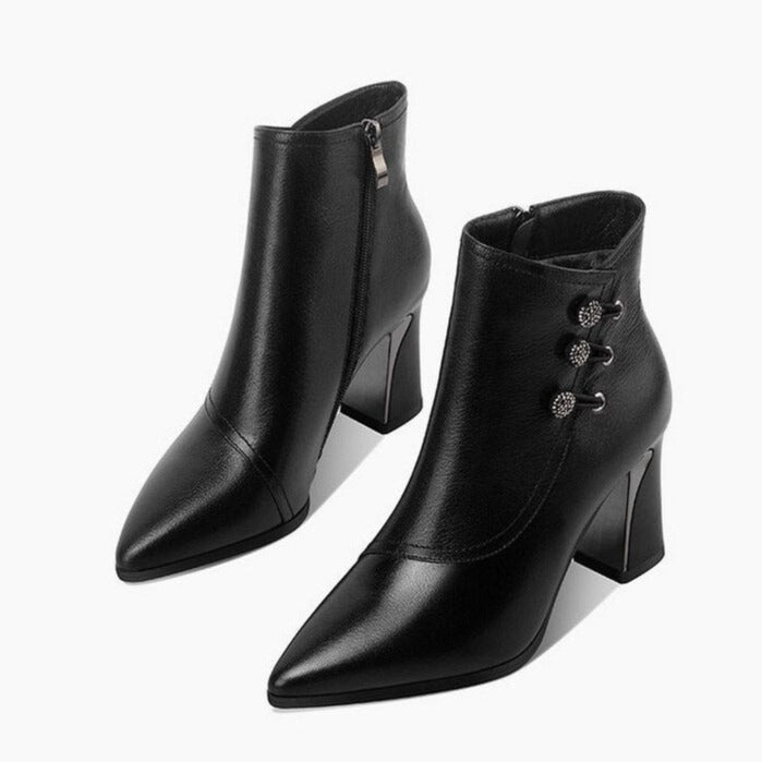 Women's Pointed Toe Chunky Heel Ankle Boots
