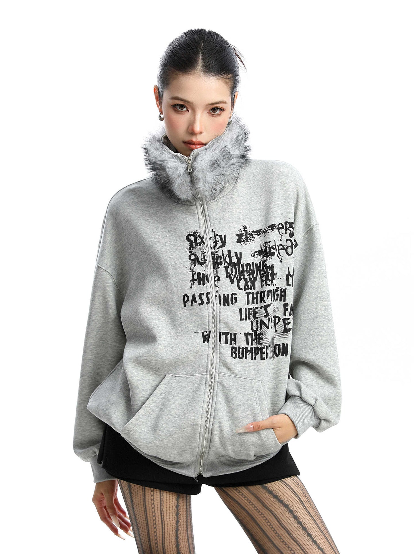 Kvindemode Aftagelig Pelskrave Ståkrave Sweater