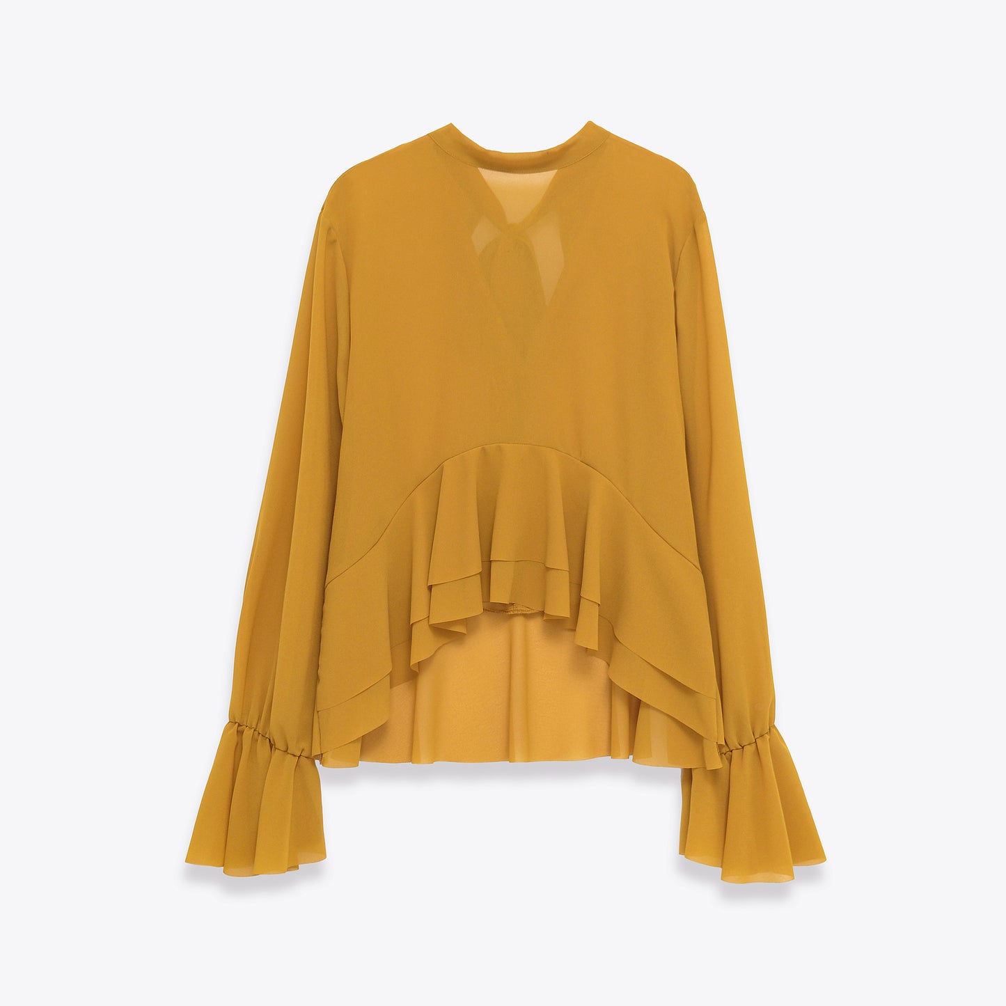 Elegant Chiffon Top With A Flowing Ruffled Hem