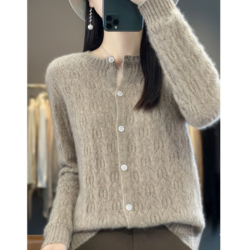 Slimming Round Neck Sweater Coat Women's Top