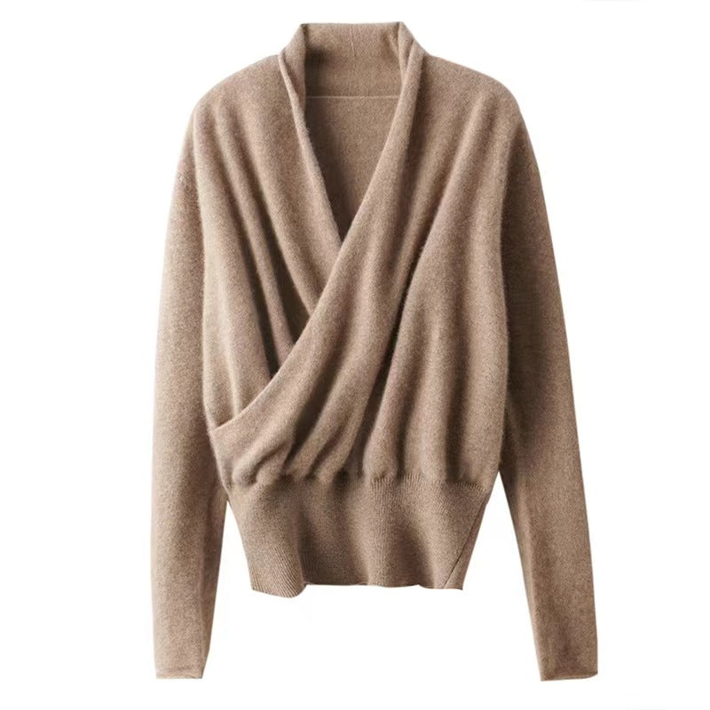 Women's Wool Skin-friendly Cross-collar Top