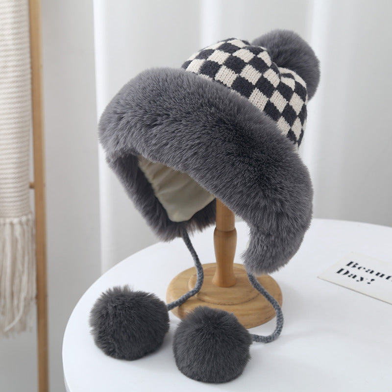 Korean Checkerboard And Fuzzy Lei Feng Hat