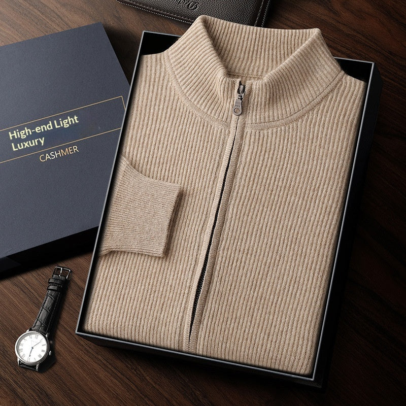 Men's Cashmere Sweater Casual Solid Colo Thickened