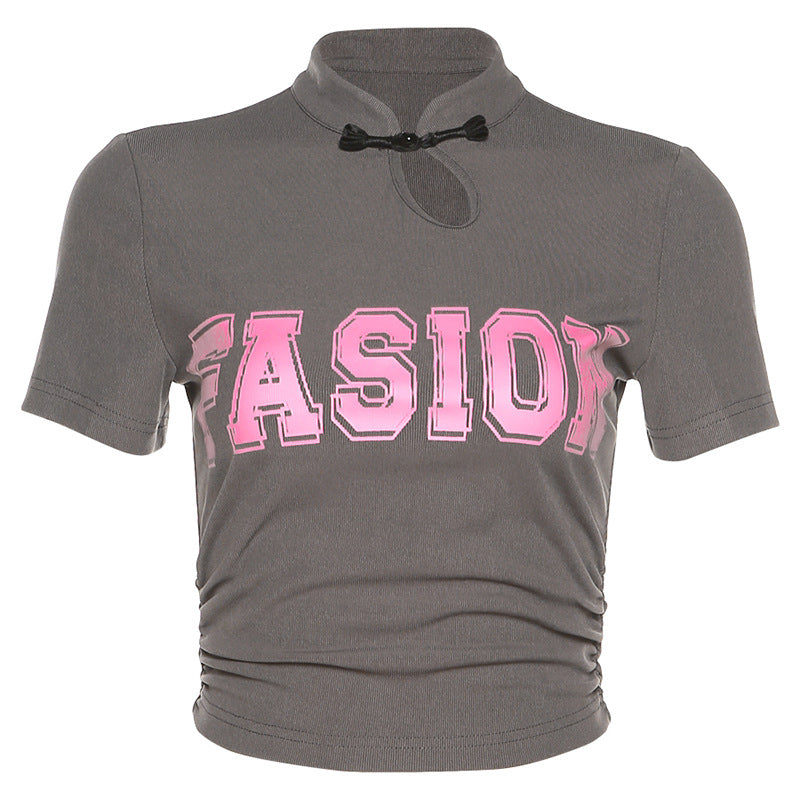 New Slim-fit Crew-neck Short-sleeve T-shirt That Shows Off Your Midriff
