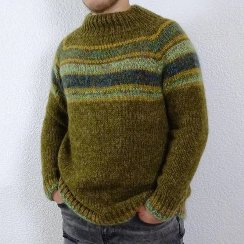 Mens Loose-fitting Long-sleeve Crew-neck Top