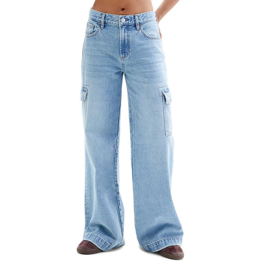 Kvinders afslappede løstsiddende denimjeans med stor klaplomme