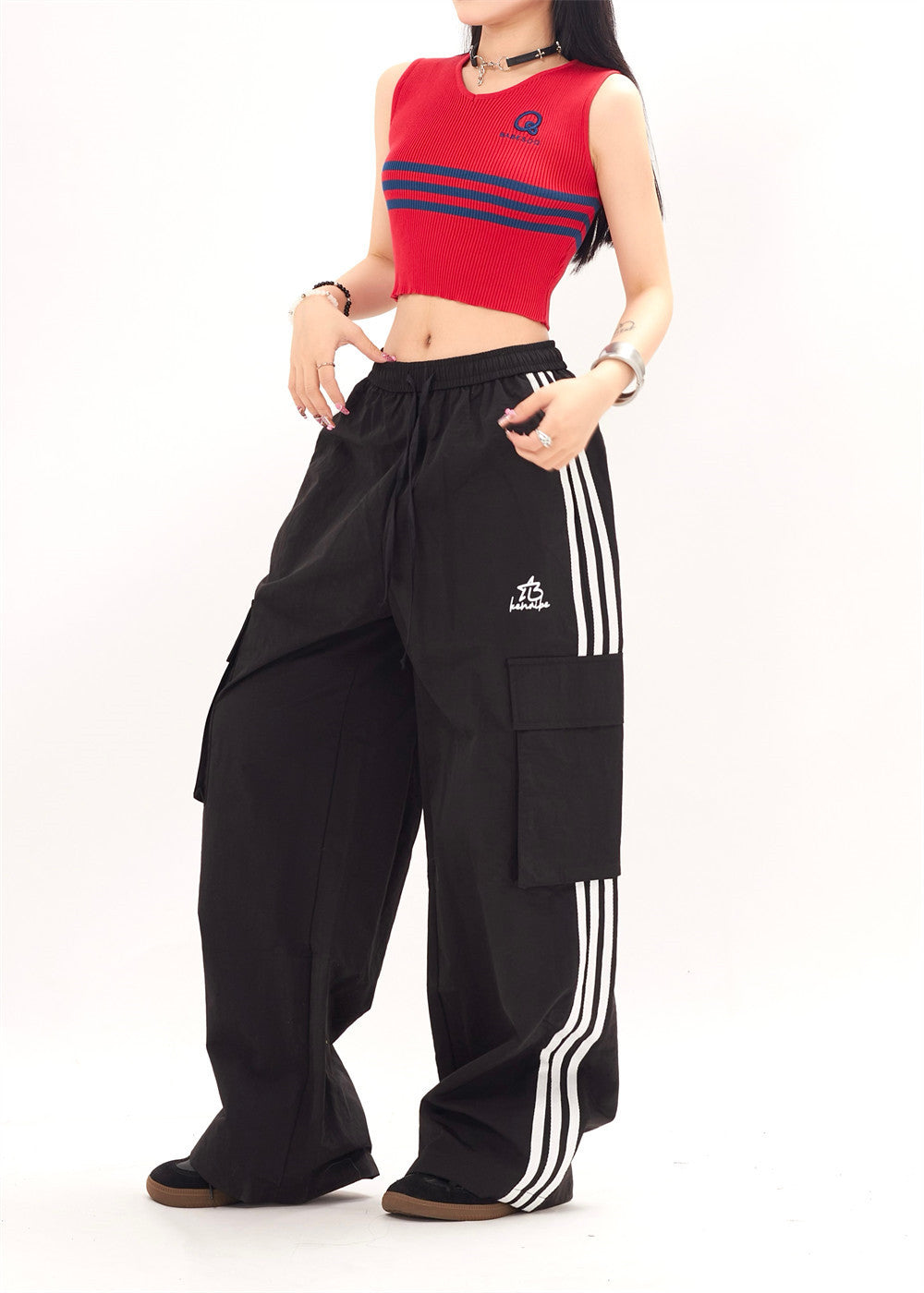 Sports Loose Trousers Men's And Women's Side Stripes