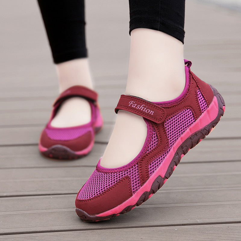 Summer Walking Women's Breathable Middle-aged Shoes Soft Bottom Non-slip