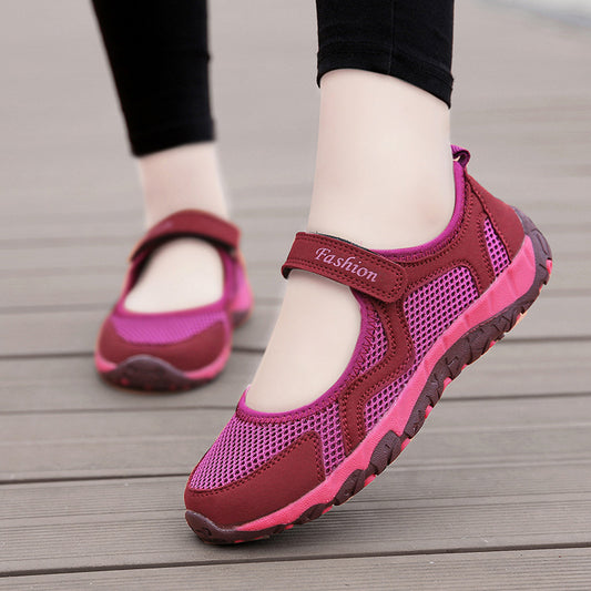 Summer Walking Women's Breathable Middle-aged Shoes Soft Bottom Non-slip