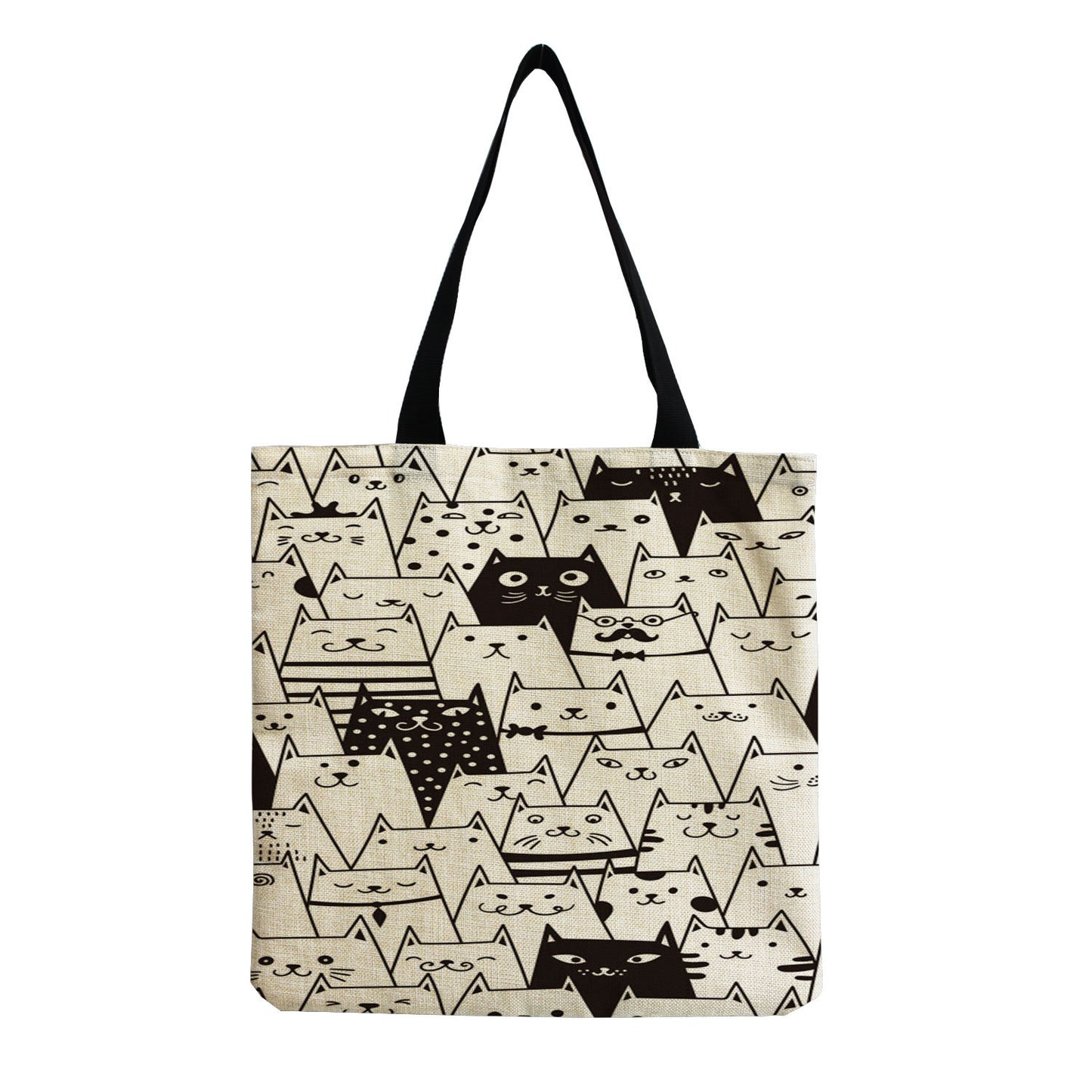 Foldable Portable Cute Cat-group Printed Handbag