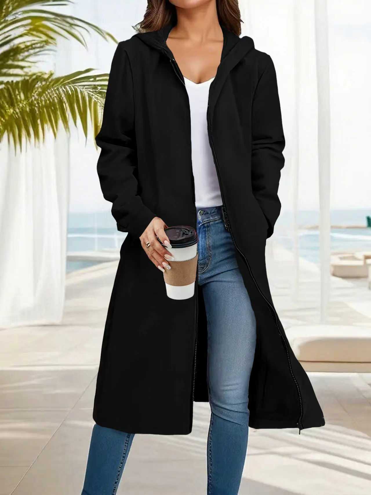 Fashionable Simple Comfortable All-match Slimming Hooded Coat