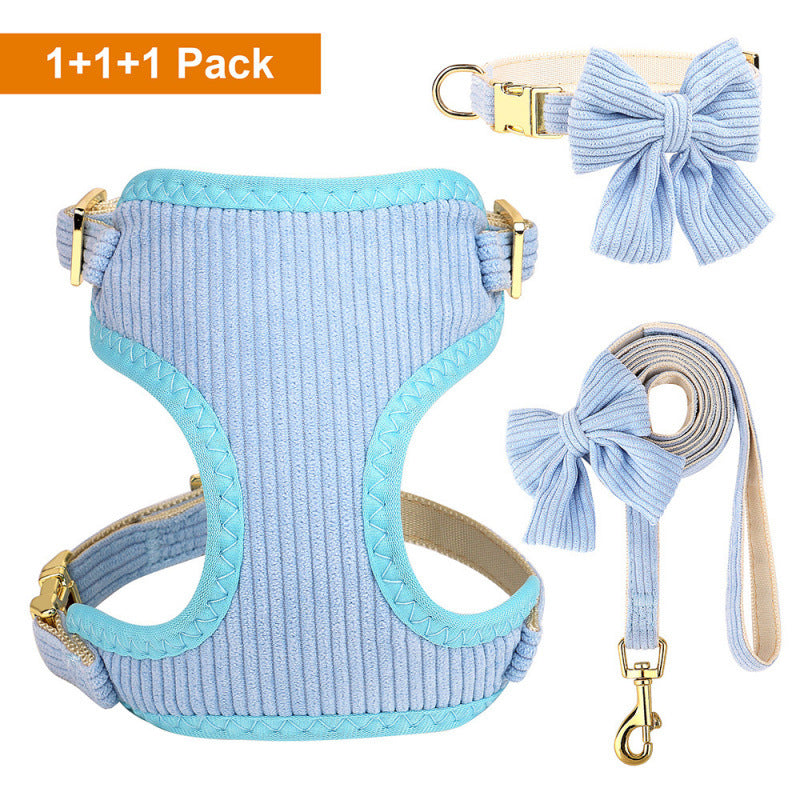 Creative Solid Color Harness Bow Pet Vest
