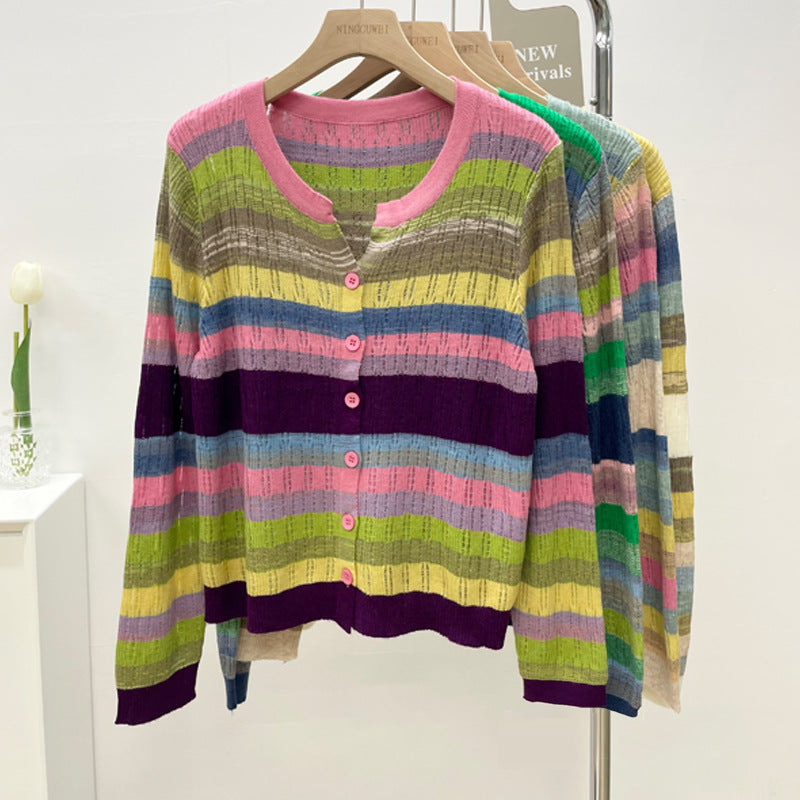 Women's Colorful Sweater Cardigan Spring New V-neck