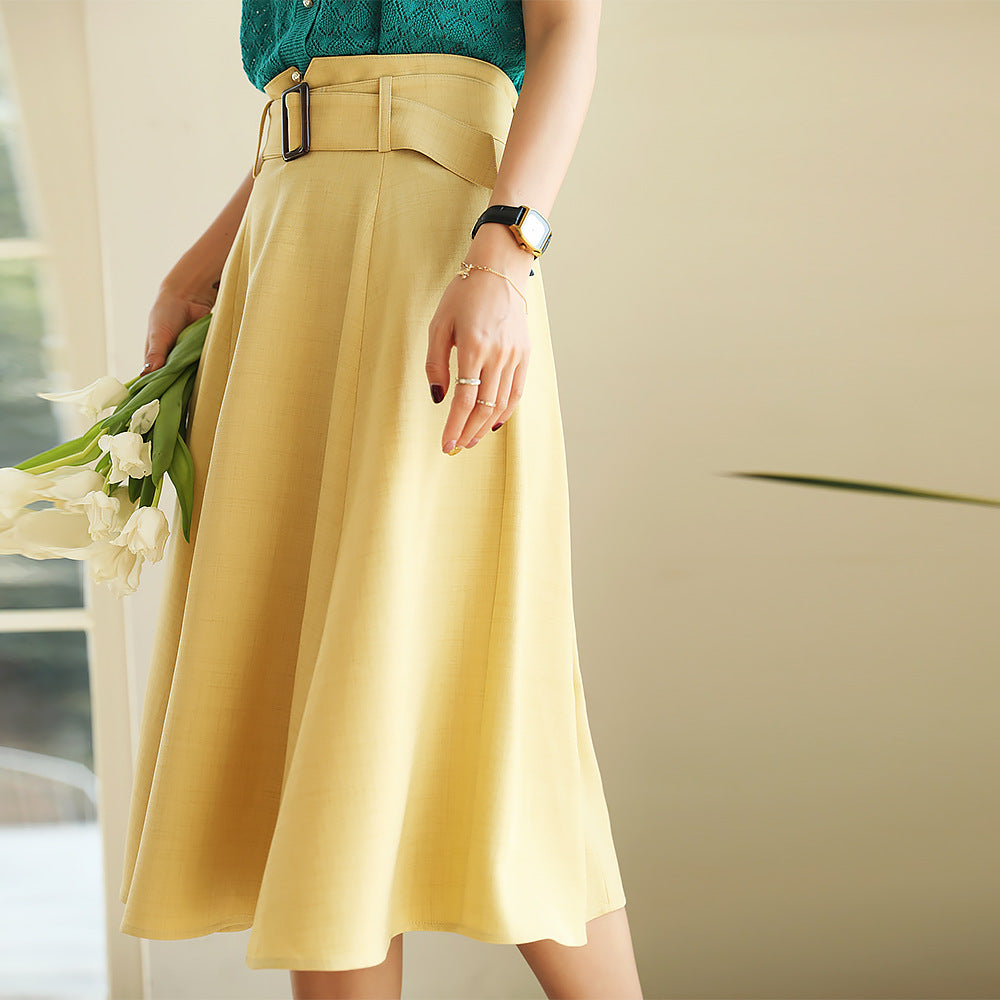 Roman Holiday Retro Temperament A- Line Umbrella Skirt Mid-length
