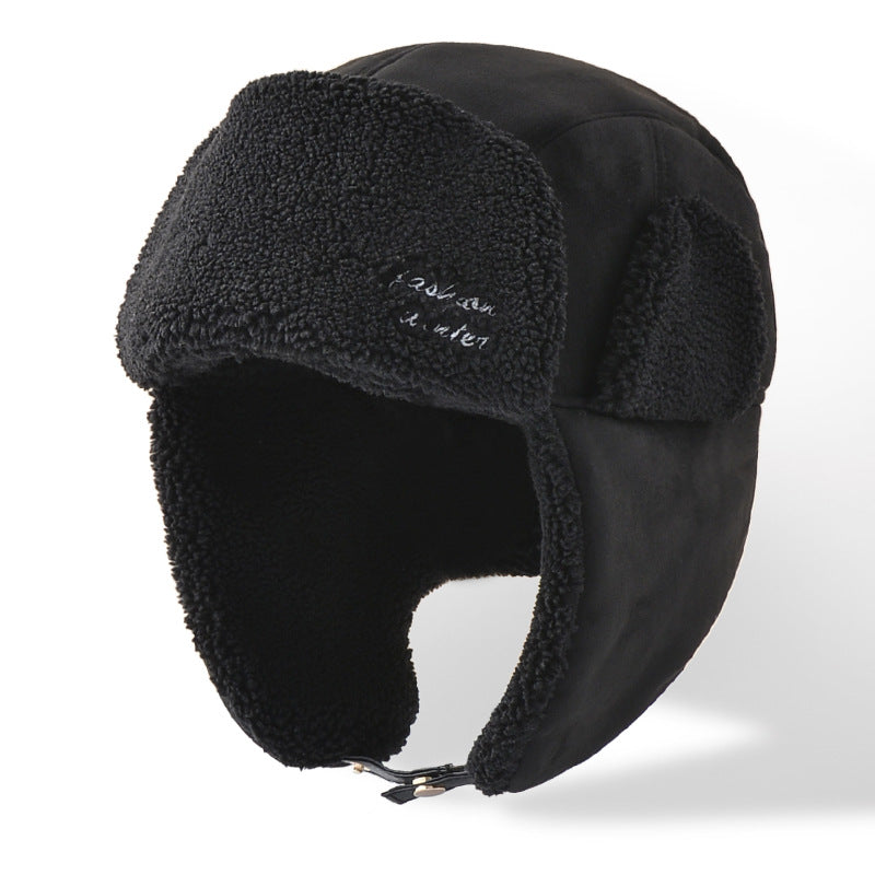 Women Stitching Lamb Fleece Thickened Winter Skiing Windproof Warm Hat
