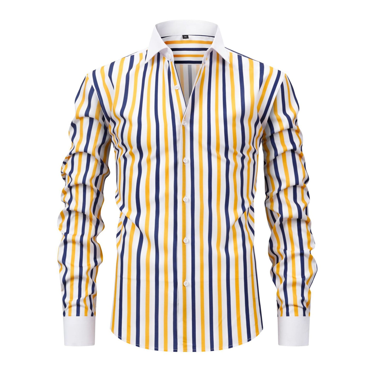 Mens Windsor-collar Long-sleeve Stretch Wrinkle-resistant Easy-care Shirt